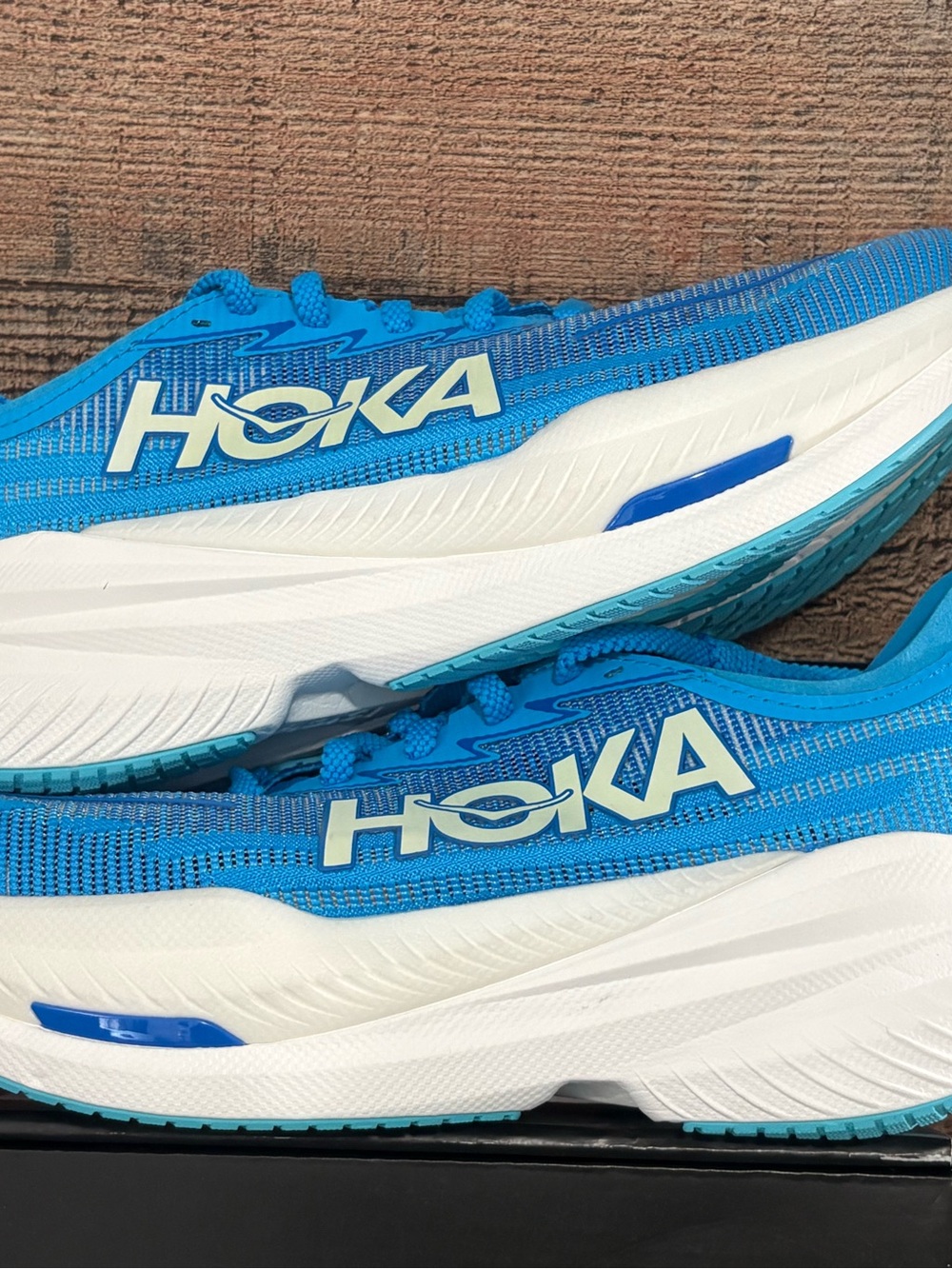 Hoka Bright Blue Athletic Trainers with White Midsoles men’s 8, women’s 9.5